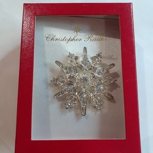 Vtg 2000's Christopher Radko Magical Snowflake Crystal Pin Brooch New NOS